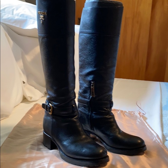 Prada Cuervo Leather Knee High boots - Picture 1 of 12